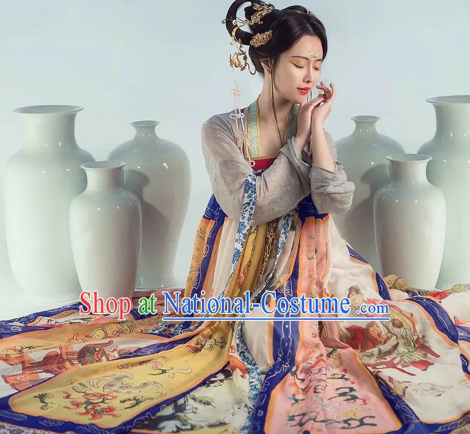 Chinese Dance National Treasure Tang Dynasty Hanfu Dress Traditional Classical Dance Stage Performance Costume for Women