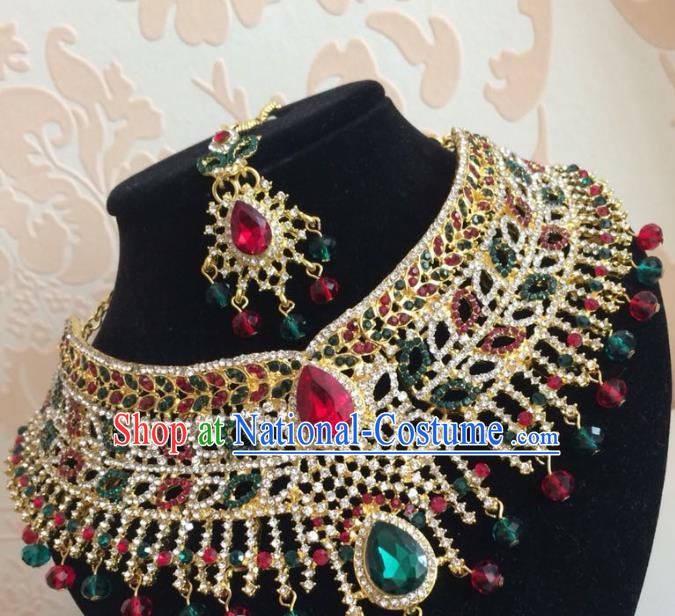 Traditional Indian Court Wedding Hair Accessories and Necklace Asian India Eyebrows Pendant Jewelry Accessories for Women