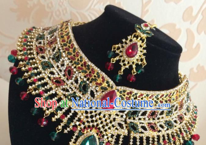 Traditional Indian Court Wedding Hair Accessories and Necklace Asian India Eyebrows Pendant Jewelry Accessories for Women