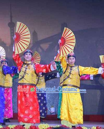 Chinese Beijing My Hometown Qing Dynasty Dance Outfits Traditional Folk Dance Stage Performance Costume for Women