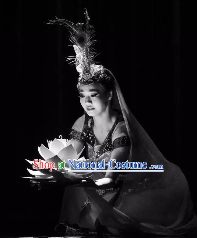 Chinese Yuan Qi Dunhuang Fairy Dance Lilac Dress Traditional Classical Dance Stage Performance Costume for Women