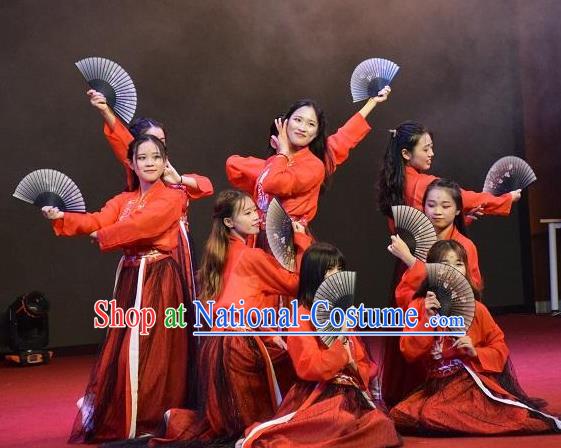 Chinese MangZhong Dance Red Hanfu Dress Traditional Classical Dance Stage Performance Costume for Women