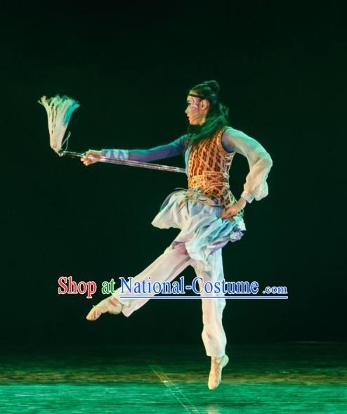 Chinese Yue Nv Ling Feng Sword Dance Dress Traditional Classical Dance Stage Performance Costume for Women