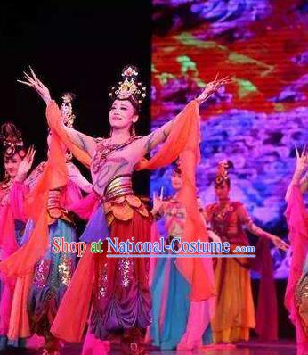 Chinese Flying Apsaras Rainbow Dance Dress Traditional Classical Dance Stage Performance Costume for Women