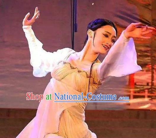 Chinese Scent of Incense Classical Dance Dress Traditional Fan Dance Stage Performance Costume for Women