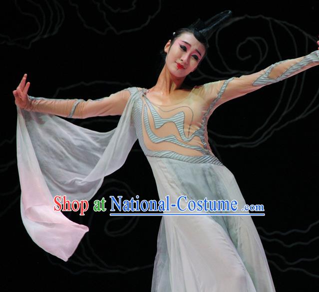 Chinese Fen Mo Stage Performance Dance Light Blue Dress Traditional Classical Dance Costume for Women