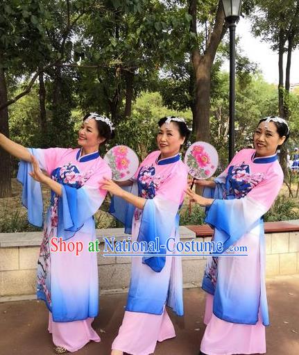 Piao Xiang Zui Chinese Stage Performance Classical Dance Blue Dress Traditional Fan Dance Costume for Women