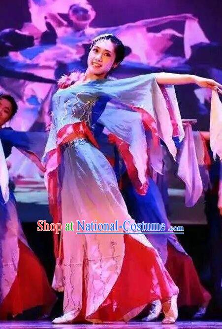 Misty Memories Chinese Classical Dance Stage Show Dress Traditional Folk Dance Costume for Women