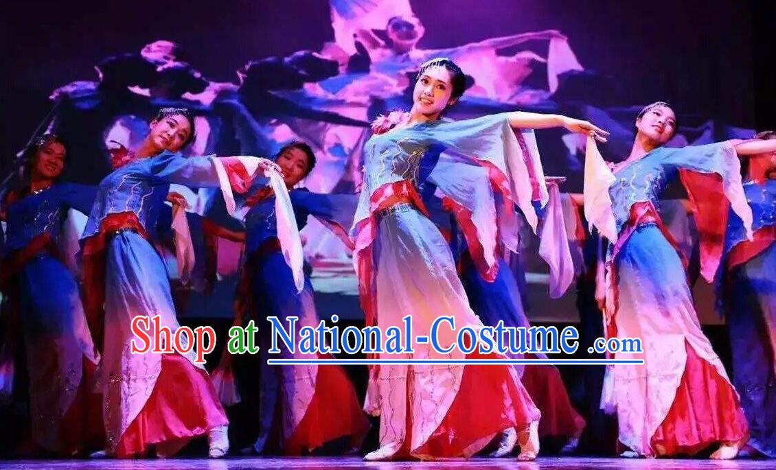 Misty Memories Chinese Classical Dance Stage Show Dress Traditional Folk Dance Costume for Women