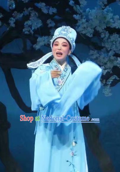 Chinese Yue Opera Xiaosheng Costumes and Headwear Shaoxing Opera Young Male Scholar Meng Yuntian Garment Apparels