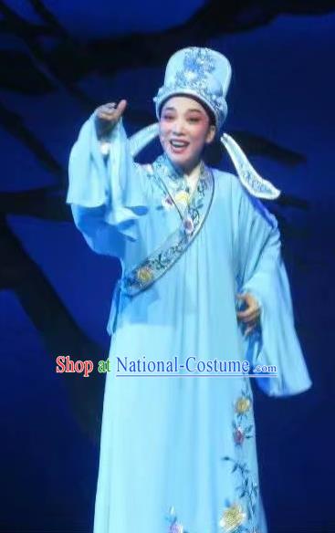 Chinese Yue Opera Xiaosheng Costumes and Headwear Shaoxing Opera Young Male Scholar Meng Yuntian Garment Apparels