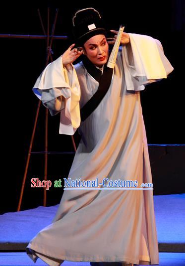 Chinese Yue Opera Poor Scholar Meng Yuntian Costumes and Headwear Shaoxing Opera Xiaosheng Young Male Apparels Garment