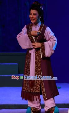 Chinese Shaoxing Opera Elderly Woman Garment Costumes and Headpieces Li Hua Qing Yue Opera Dame Apparels Dress