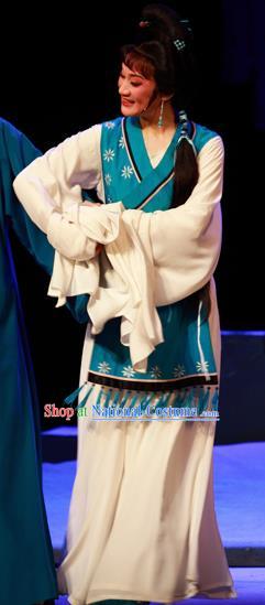 Chinese Shaoxing Opera Civilian Female Costumes and Headpieces Li Hua Qing Yue Opera Hua Tan Apparels Dress Garment