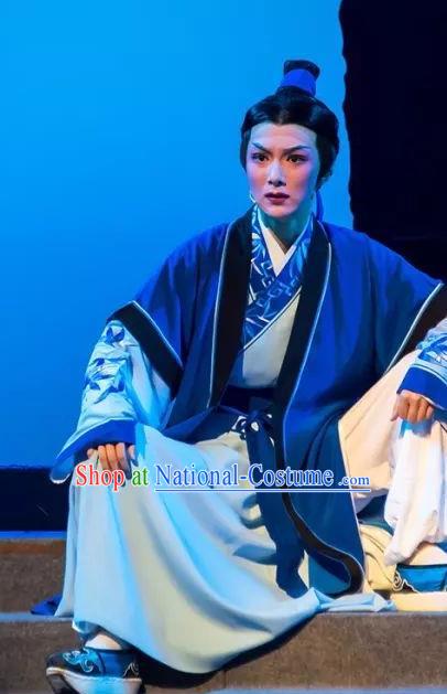 Chinese Yue Opera Scholar Apparels and Headwear Shaoxing Opera Young Male Costumes Merchant Qian Youliang Clothing Garment