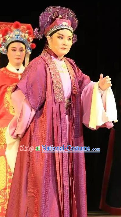 He Wenxiu Chinese Yue Opera Bully Young Male Zhang Tang Garment and Headwear Shaoxing Opera Scholar Costumes Apparels