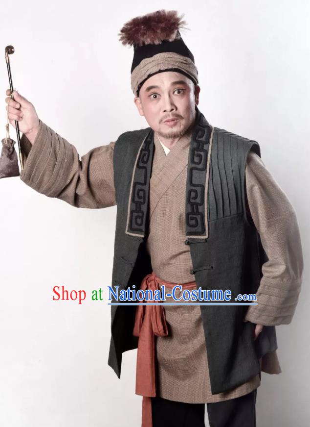 A Song of The Travelling Son Chinese Yue Opera Male Role Apparels and Headwear Shaoxing Opera Civilian Man Garment Costumes