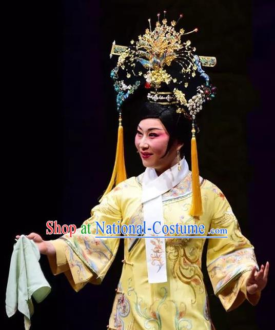 Chinese Shaoxing Opera Hua Tan Dress Costumes and Headdress Emperor Guangxu Opera Young Female Imperial Consort Garment Apparels