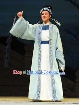 Chinese Yue Opera Scholar Garment and Hat The Magnificent Mayor Shaoxing Opera Xiaosheng Young Male Apparels Costumes