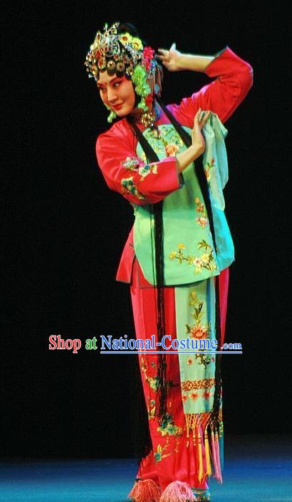 Chinese Peking Opera Hua Tan Garment Costumes and Headdress Pick Up the Jade Bracelet Yue Opera Actress Young Female Sun Yujiao Dress Apparels