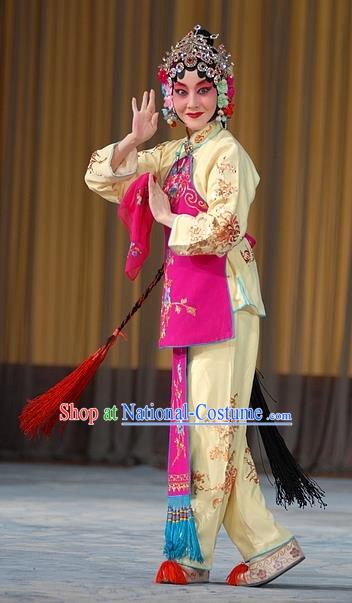 Chinese Peking Opera Young Lady Costumes and Headdress Pick Up the Jade Bracelet Yue Opera Hua Tan Sun Yujiao Dress Garment Apparels