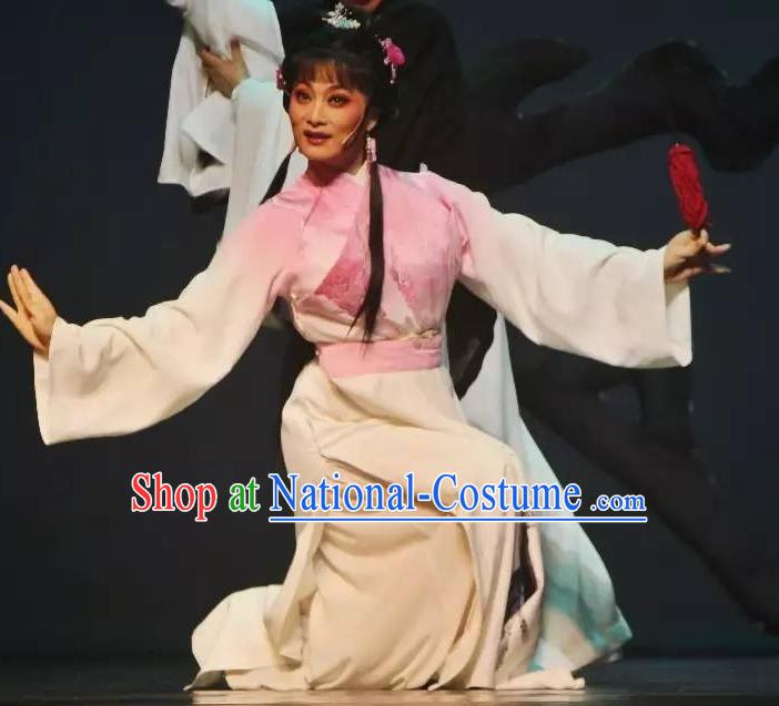 Chinese Shaoxing Opera Hua Tan Dress Garment Costumes and Headpieces Qing Teng Kuang Ge Yue Opera Actress Young Lady Apparels