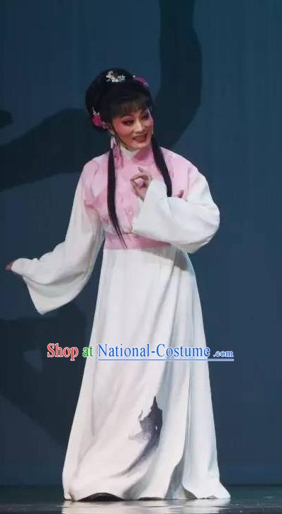 Chinese Shaoxing Opera Hua Tan Dress Garment Costumes and Headpieces Qing Teng Kuang Ge Yue Opera Actress Young Lady Apparels