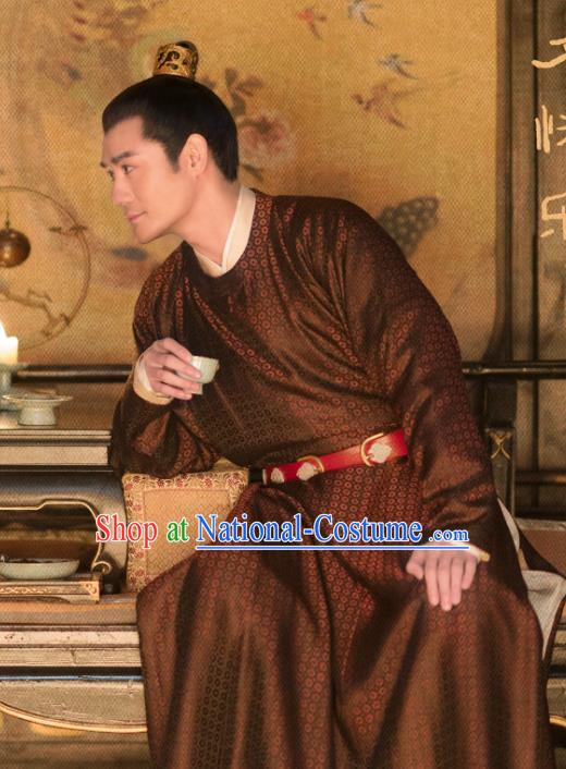 Chinese Ancient Song Dynasty Emperor Zhao Zhen Historical Costumes Apparels and Headwear Drama Serenade of Peaceful Joy Wang Kai Garment