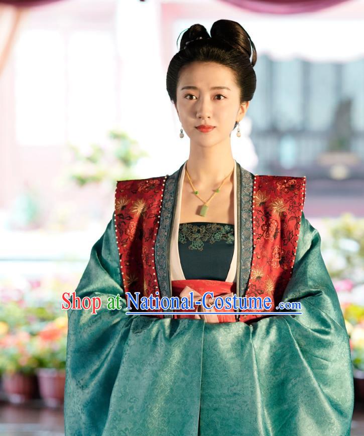 Chinese Ancient Song Dynasty Palace Lady Garment Historical Costumes and Headpiece Drama Serenade of Peaceful Joy Imperial Consort Miao Apparels