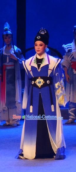 Smoky Rain Celadon Chinese Yue Opera Scholar Yao Shanglin Garment Costumes and Hat Shaoxing Opera Young Male Niche Apparels