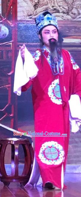 Chinese Yue Opera Laosheng Garment and Headwear The Crimson Palm Shaoxing Opera Elderly Male Landlord Wang Chun Apparels Costumes