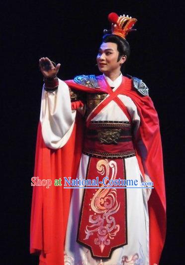 Chinese Yue Opera Xiaosheng Garment Costumes and Headwear Tong Que Tai Shaoxing Opera Wusheng Young Male Apparels