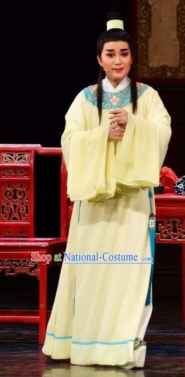 Chinese Yue Opera Xiaosheng Garment Costumes and Headwear Chen Sanliang Shaoxing Opera Young Male Scholar Li Fengming Apparels