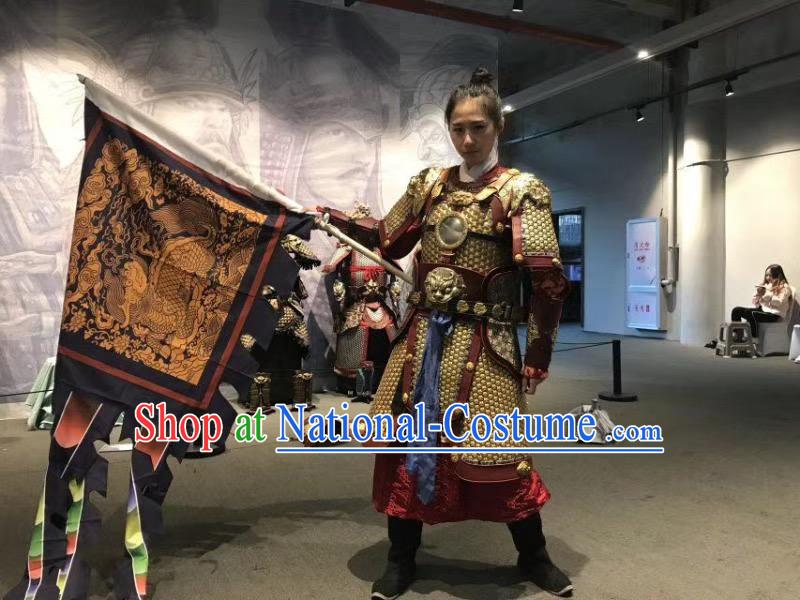 Chinese Ancient Cosplay Swordswoman Apparels Female General Armor Suits and Headwear