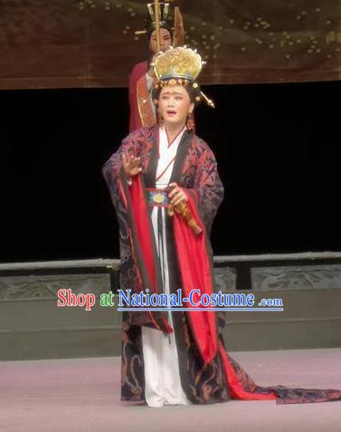 Chinese Shaoxing Opera Queen Apparels Costumes and Headdress Yue Opera Rani Princess Cai Wenji Dress Garment