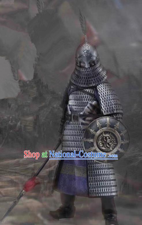 Chinese Ancient General Armor Suits Cosplay Costumes Custom Soldier Apparels and Helmet Complete Set