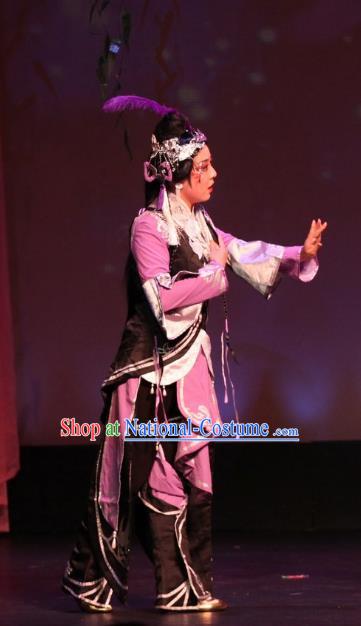 Intoxicating Night at the Barracks Chinese Shaoxing Opera Martial Female Dance Garment Costumes and Headwear Yue Opera Wudan Dress Apparels