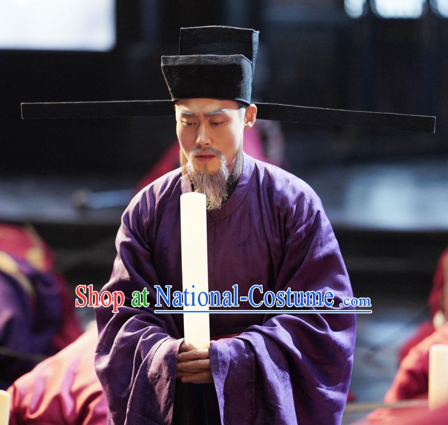 Chinese Ancient Hanfu Garment Clothing and Hat Drama Serenade of Peaceful Joy Song Dynasty Official Historical Costumes