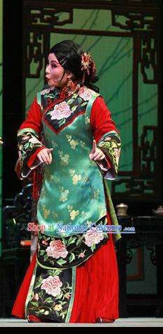 Chinese Shaoxing Opera Female Matchmaker Wisp of Hemp Dress Costumes and Headpieces Yue Opera Elderly Woman Garment Apparels