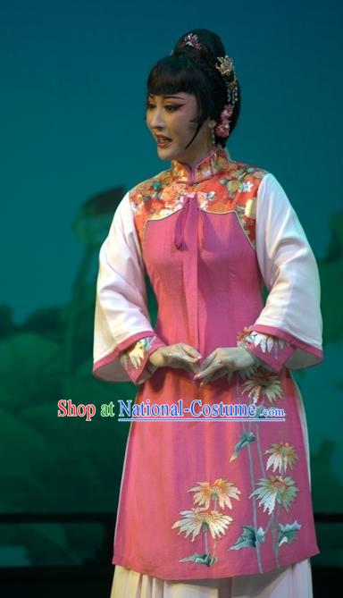 Chinese Shaoxing Opera Hua Tan Wisp of Hemp Dress and Headpieces Yue Opera Actress Garment Costumes Lin Niufen Apparels