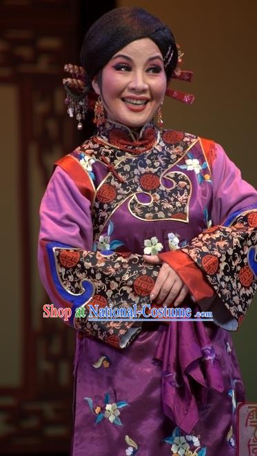 Chinese Shaoxing Opera Elderly Dame Wisp of Hemp Dress and Headpieces Yue Opera Costumes Matchmaker Garment Apparels