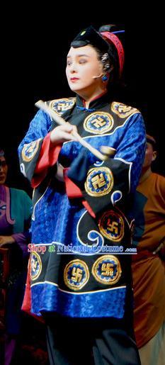 Chinese Shaoxing Opera Elderly Female Jiujin Girl Dress and Headdress Yue Opera Hua Tan Garment Old Dame Costumes Apparels