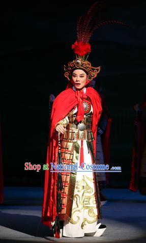 Chinese Yue Opera General Armor Apparels Costumes and Headwear Da Mo Li Ge Shaoxing Opera Young Male Zhangsun Sheng Garment