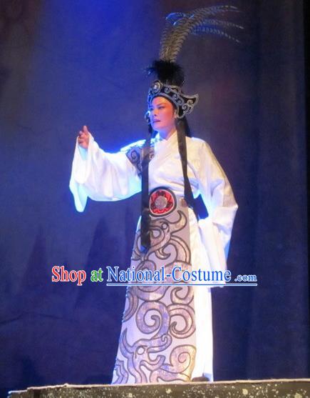 Chinese Yue Opera Young Man Costumes and Headwear Da Mo Li Ge Shaoxing Opera Wusheng Takefu Zhangsun Sheng Garment Apparels