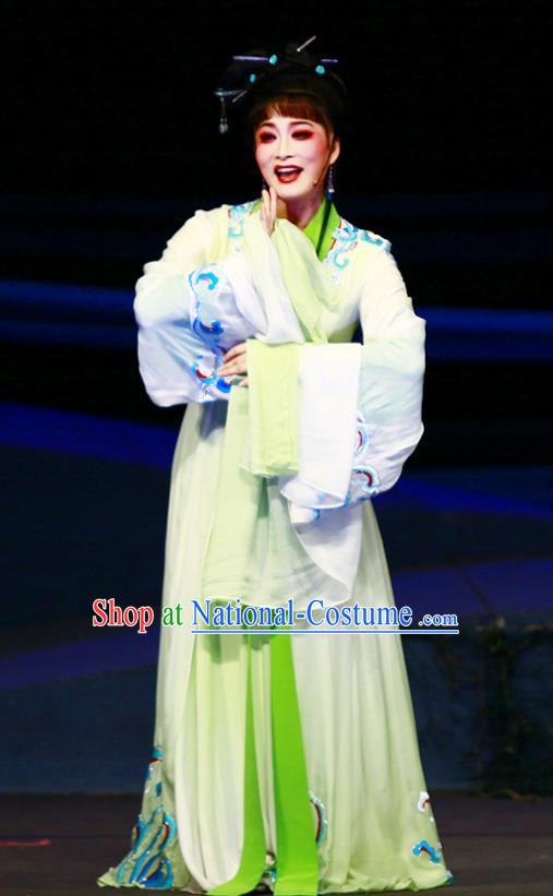 Chinese Shaoxing Opera Hua Tan Lin Moniang Dress Costumes and Headpieces Ma Zu Yue Opera Actress Garment Goddess Apparels