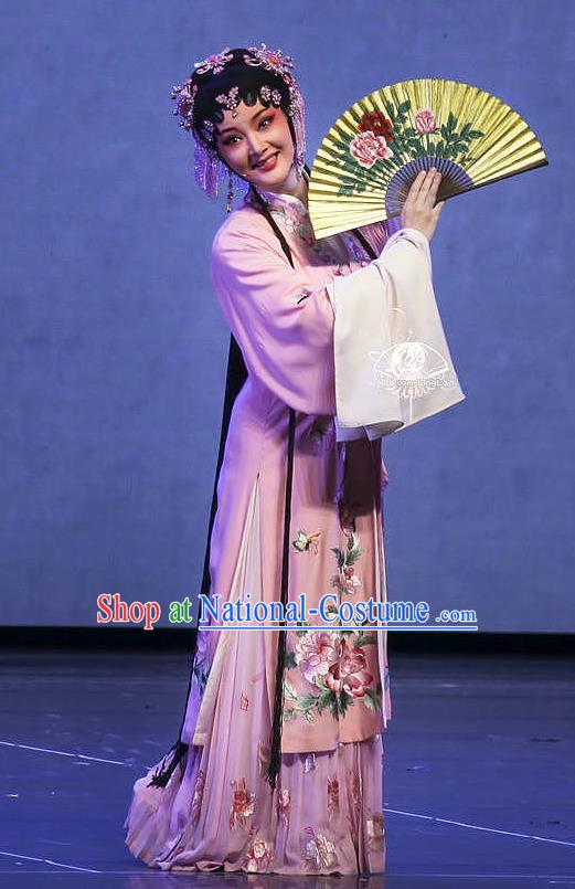 Coriolanus and Du Liniang Chinese Shaoxing Opera Noble Lady Apparels and Headdress Yue Opera Hua Tan Costumes Actress Dress Garment