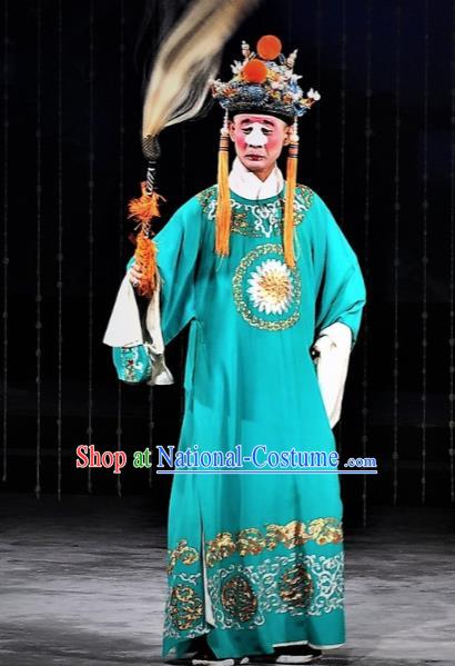 Chinese Classical Kun Opera The Palace of Eternal Youth Eunuch Costumes Garment and Hat Peking Opera Chou Role Gao Lishi Apparels