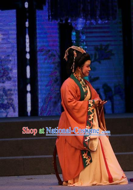 Chinese Shaoxing Opera Elderly Female Dress Costumes and Headpieces Han Gong Yuan Yue Opera Dowager Countess Garment Apparels