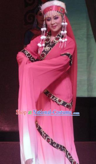 Chinese Shaoxing Opera Actress Princess A Jiao Garment Costumes and Headdress Xi Ma Qiao Yue Opera Hua Tan Dress Apparels