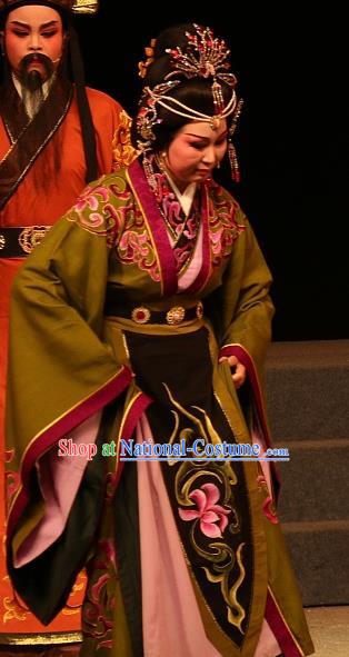 Chinese Shaoxing Opera Dowager Countess Dress Garment and Headpieces Han Gong Yuan Yue Opera Elderly Female Apparels Costumes